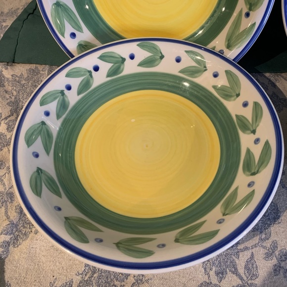 VTG Set of 4 Trisa Handpainted Stoneware 8" Individual Pasta Bowls - Picture 4 of 11